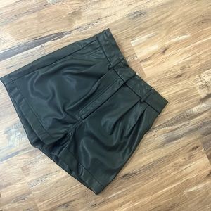 Express High-rise black leather-like shorts